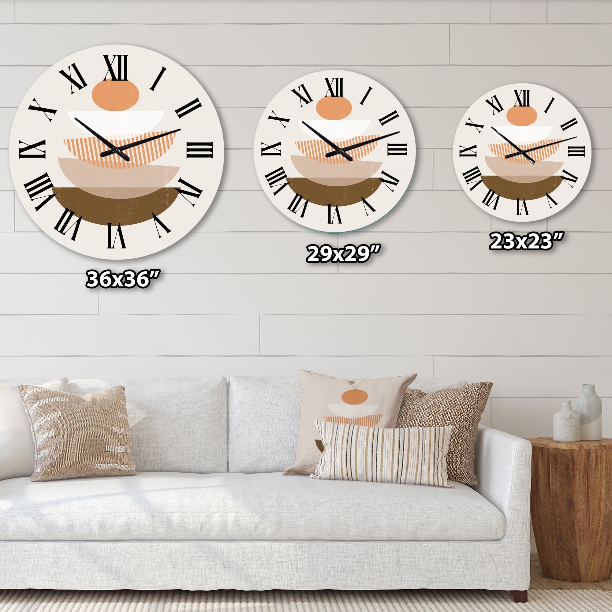 Designart 'Abstract Sun & Moon Geometrics In Terracotta I' Modern Wall Clock
