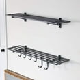 thumbnail image 2 of 1' x 4' Garage Wall Shelving, 2 Pack With Hooks, Hammered Gray Steel Storage Shelves, 2 of 5