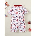thumbnail image 4 of Mikrdoo 0-18M Baby Boys Romper American Flag Designed Polo Jumpsuits on Presidents' Day Independence Day Stars and Stripes One Piece Bodysuits White, 4 of 8
