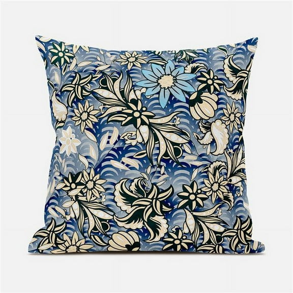 Amrita Sen Designs 20 x 20 in. Flying Floral Paisley Suede Zippered Pillow with Insert - Grey, Green & Beige