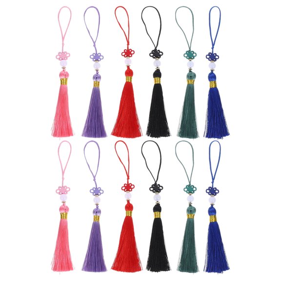 Masteelf Worgeous 12pcs Spring Festival Decorations Small Chinese Knot Tassel Pendant Keychain Bonsai Decor