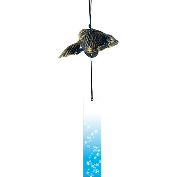 Carillón de viento de jardín, carillón de viento japonés, campana de viento conmemorativa de pez dorado, campana de viento con bendición de simpatía bronce