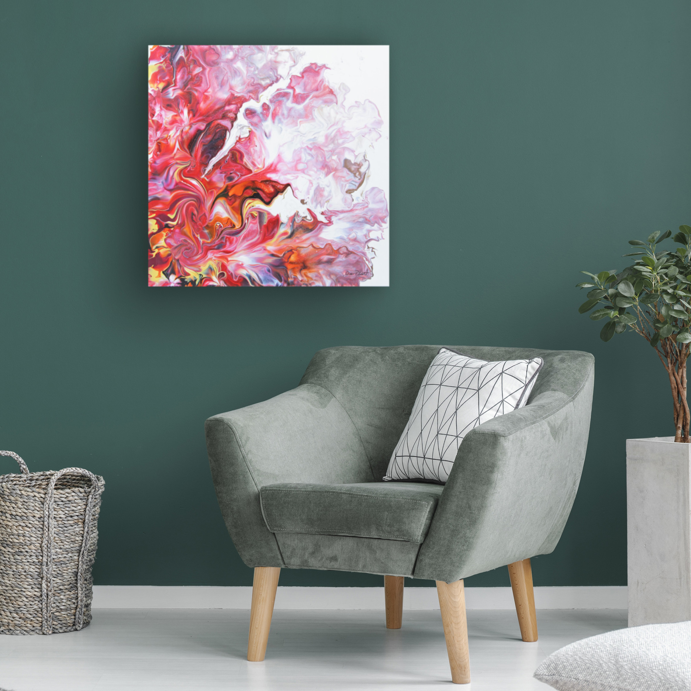 Canvas Wall Art - Jean Plout 'Abstract Pouring E' Wall Art for Living Room, Bedroom, or Office Décor by Trademark Fine Art - 24 x 24 Inches