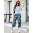 thumbnail image 2 of Chiclily Women's Lounge Set Short Sleeve Shirt and Wide Leg Capri Pants Sweatsuit with Pockets 2 Piece Pajamas Set, Size L, 2 of 9