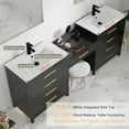 thumbnail image 7 of Eclife 84-Inch Black Double Sink Bathroom Vanity with Makeup Countertop, 7 of 7