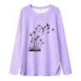 thumbnail image 4 of Povozer Girls T Shirts Fashion Girls Casual Long Sleeve T Shirts Kids Crewneck Tops Fashion Tees for 5-6 Years,Purple, 4 of 4