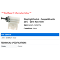 thumbnail image 2 of Stop Light Switch - Compatible with 2013 - 2018 Ram 4500 2014 2015 2016 2017, 2 of 2