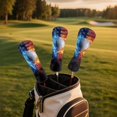 thumbnail image 5 of Yuyamidu Fire Golf Ball Golf Club Covers Driver Headcover Hybrid Headcover Fairway Wood Head Covers USA Flag Golf Headcovers PU Leather Golf Headcovers for Golf Clubs Men Women Golfer, 5 of 7