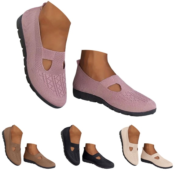 Dakaela Women's Slip on Walking Shoes Orthopedic Breathable Mesh Flats Shoes Arch Support Low Wedge Fashion Sneakers Beige 6