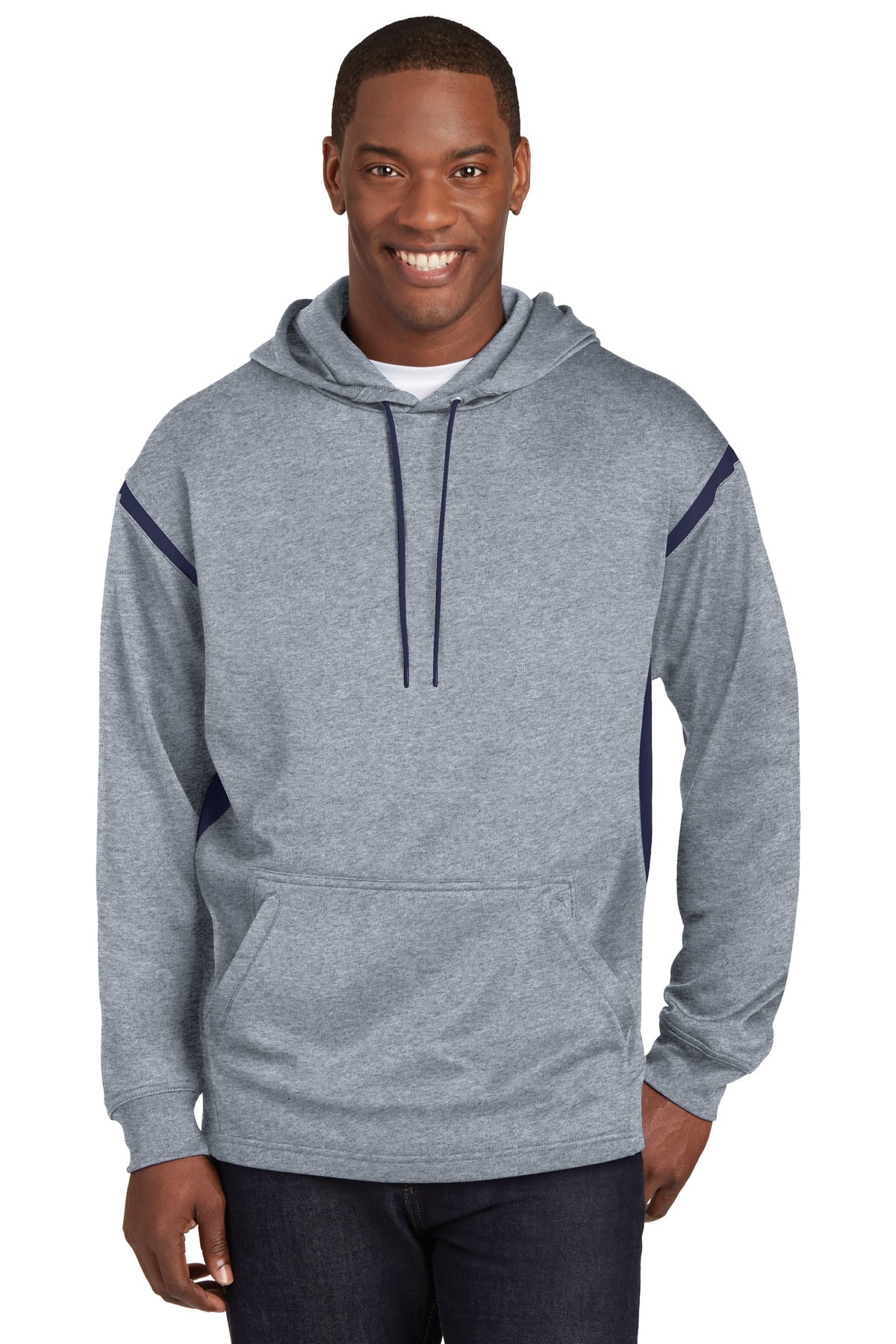 Sport-Tek Mens Tall Tech Fleece Colorblock Hooded Sweatshirt 