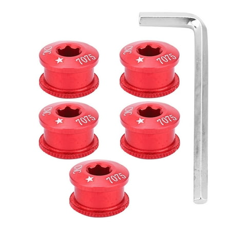 

5-Pack Bike Chainring Screws 5mm Red Chainwheel Bolts for Single Double Triple Speed Bicycles