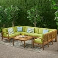 thumbnail image 6 of GDF Studio Capri Outdoor 9 Seater Acacia Wood Sectional Sofa Set with Cushions, Teak with Cream Cushions, 6 of 11
