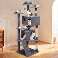 thumbnail image 3 of MoNiBloom 70" Tall Cat Tower Condo with Scratching Post for Indoor Cats, Smoky Gray, 3 of 11