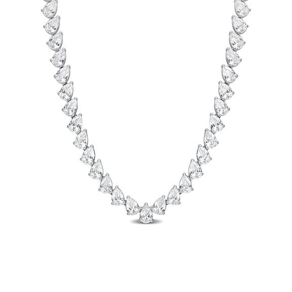 Everly Women's Created Sapphire Sterling Silver Tennis Necklace