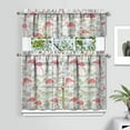 thumbnail image 2 of Kitchen Curtains 36 Inch Short - 3 Panel Set, Flamingo Tropical Bird Print, Rod Pocket Window Curtain, 100% Polyester for Hawaiian Summer Beach Decor, Easy Wash, 2 of 6