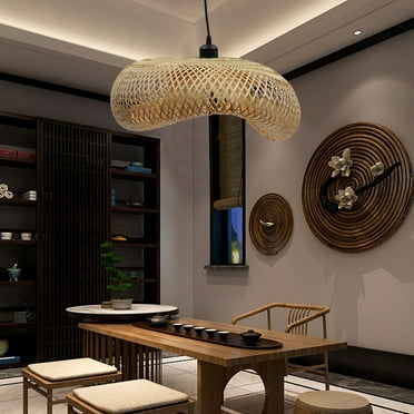 Miumaeov Bamboo Wicker Rattan Woven Pendant Light Chandelier Lamp Hanging Ceiling Light