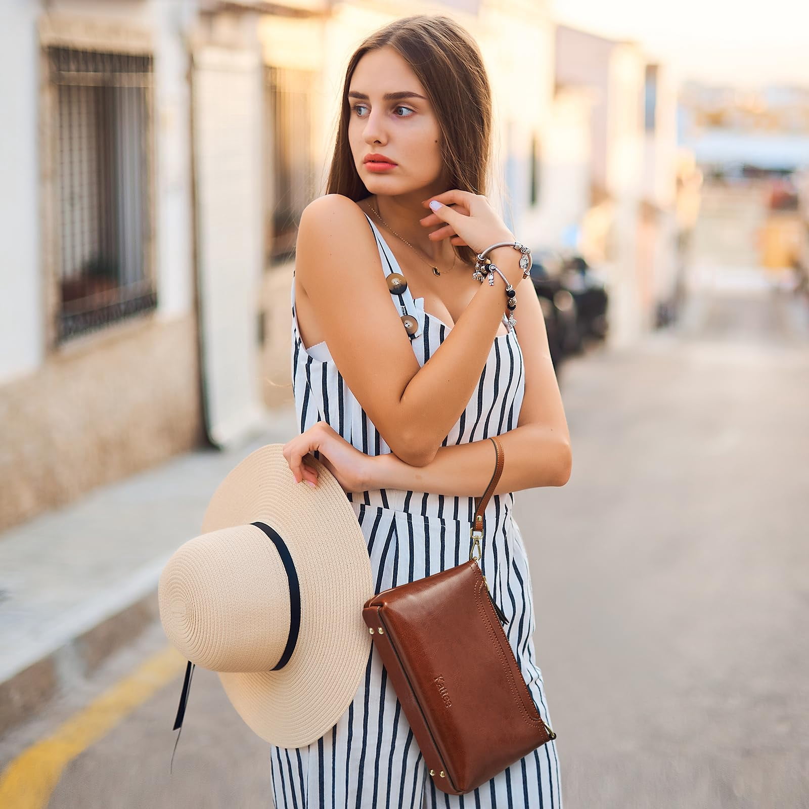 Kattee Leather Crossbody Bags for Women Trendy, Small Shoulder Purses and Handbags, Clutch Wristlet Wallet with 2 Straps