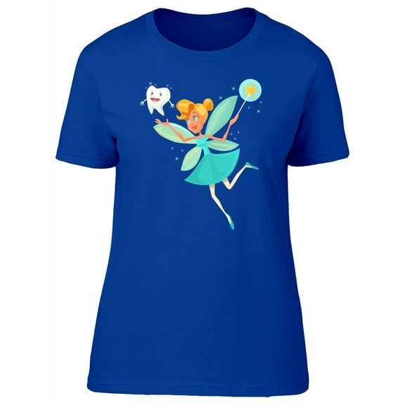 Cute Tooth Fairy Cartoon T-Shirt Women -Image by Shutterstock, Female x-Large