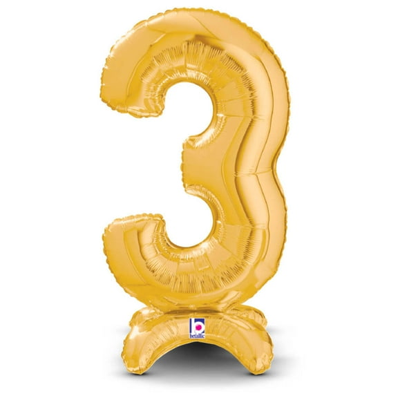 25 inch Standups Number 3 - Gold (Air-Fill Only) Foil Mylar Balloon - Party Supplies Decorations
