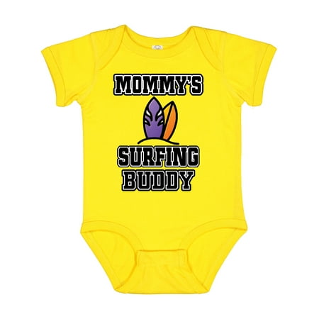 

Inktastic Mommy Surfing Buddy Surfboard Boys or Girls Baby Bodysuit