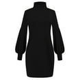 thumbnail image 4 of JIKNTTR Womens Sweaters Temperament Turtleneck Sweater Dress Long Sleeve Jumper Mini Dresses Ladies Turtleneck Sweater Dress Winter Knit Sweater Dress, 4 of 5