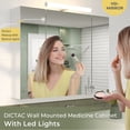 thumbnail image 4 of Lighted Medicine Cabinets with Lights and 2 Outlets&USB Ports for Bathroom, LED Wall Mounted Storage Medicine Cabinet with 3 Tier Adjustable Storage Shelves&3 Mirror Door Lighted, White, 4 of 9