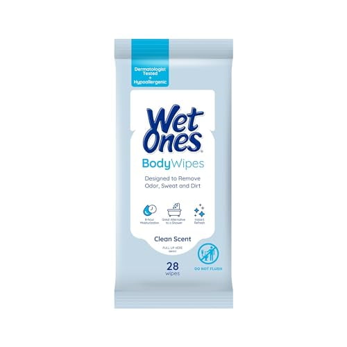 Wet Ones Body Wipes Clean Scent Body Cleansing Wipes Travel Size Wipes 28 ct. 6 pack