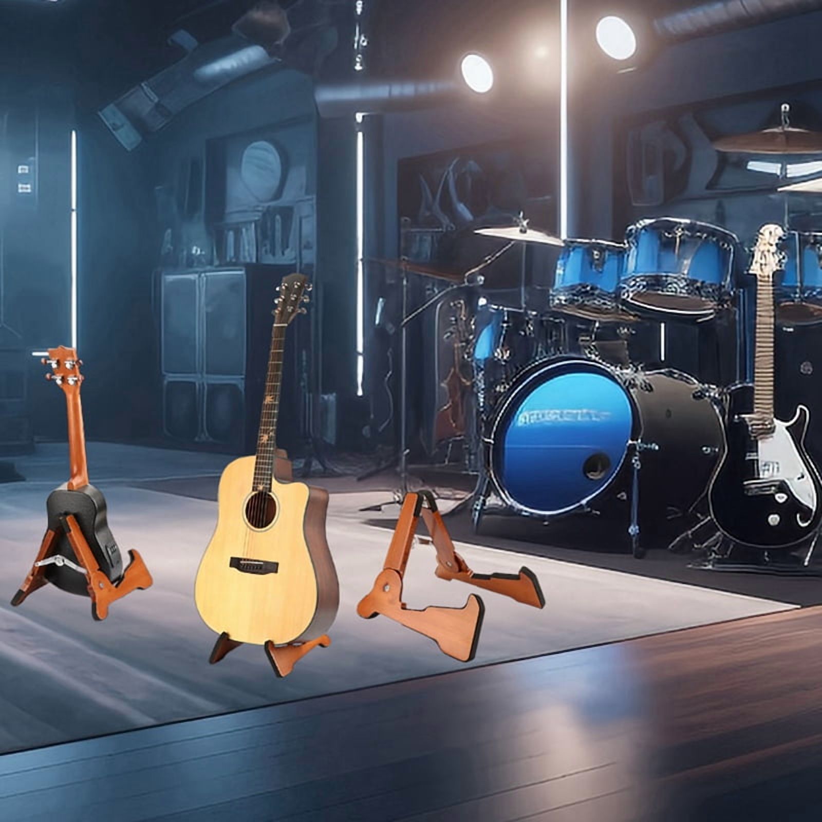 Folding Wooden Guitar Stand Holder Support Fit for Electric Guitar Acoustic Guitar Ukulele