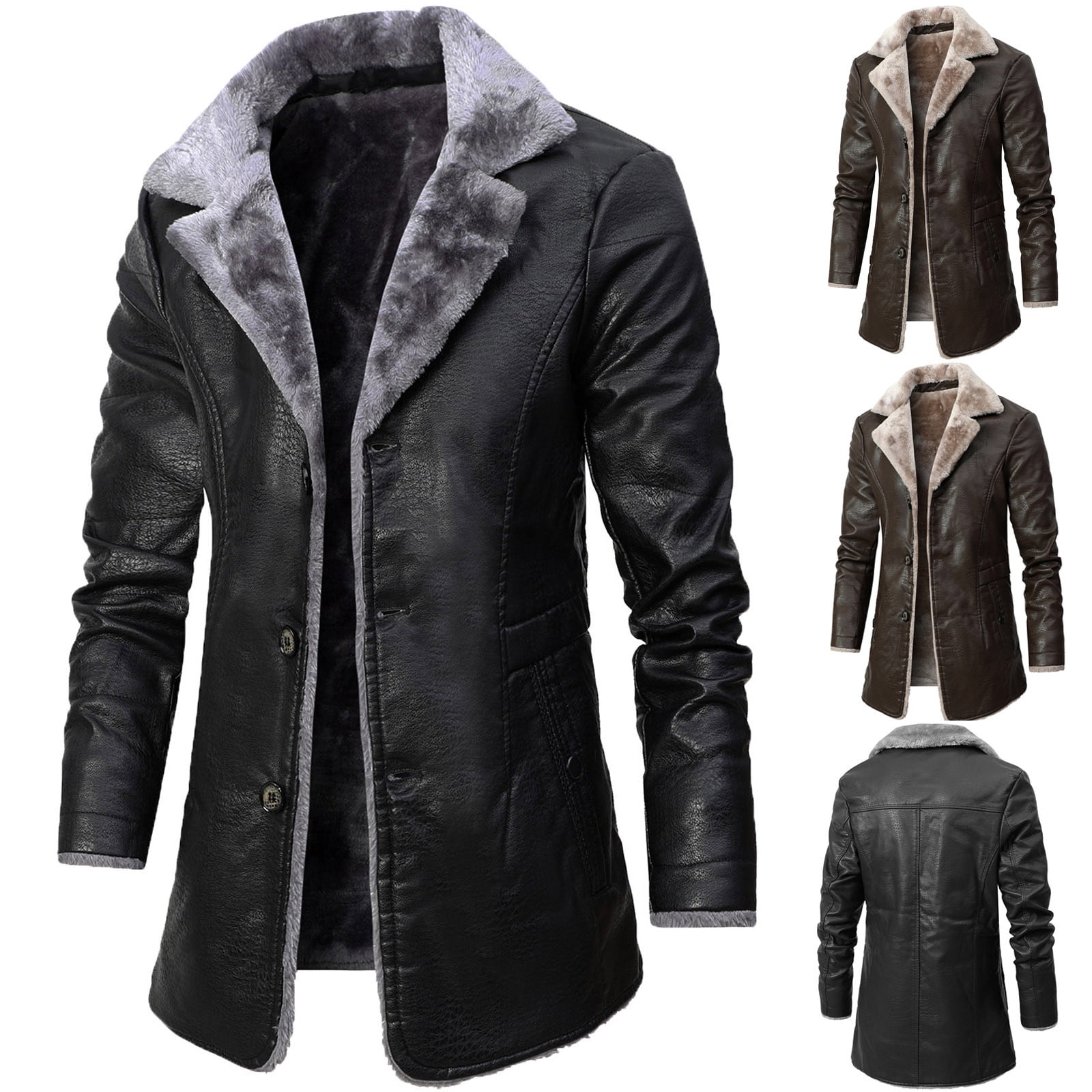 Dropship Fleece Leather Jacket Men Lining New PU Trench Coat Motorcycle  Suit Windproof Waterproof Lapel Zipper Embroidery Winter Fashion to Sell  Online at a Lower Price