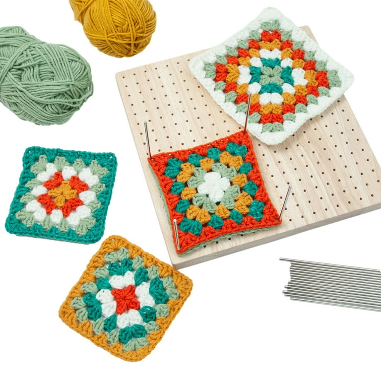 GUOOL Crochet Blocking Boards with Pins Blocking Mats Pegboard for Crochet Blocking for Granny Squares, Grandmothers, Adults, Knitting,Crocheting 30cmx30cm