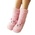 thumbnail image 2 of Slipper Socks for Women with Grippers Non Slip Fuzzy Grip Winter Warm Cozy Thick Comfy Soft Fleece Cabin Socks Pink, 2 of 5