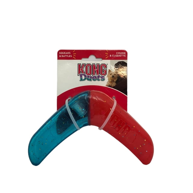 Juguete para perro KONG Duets Boomerang de caucho suave tamaño mediano con sonido