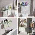 thumbnail image 5 of 24-Inch Modern Wall-Mounted Bathroom Glass Shelf with 1 Shelf, Brushed Nickel, 1 Towel Bar, 45 lbs Weight Capacity, 5 of 8
