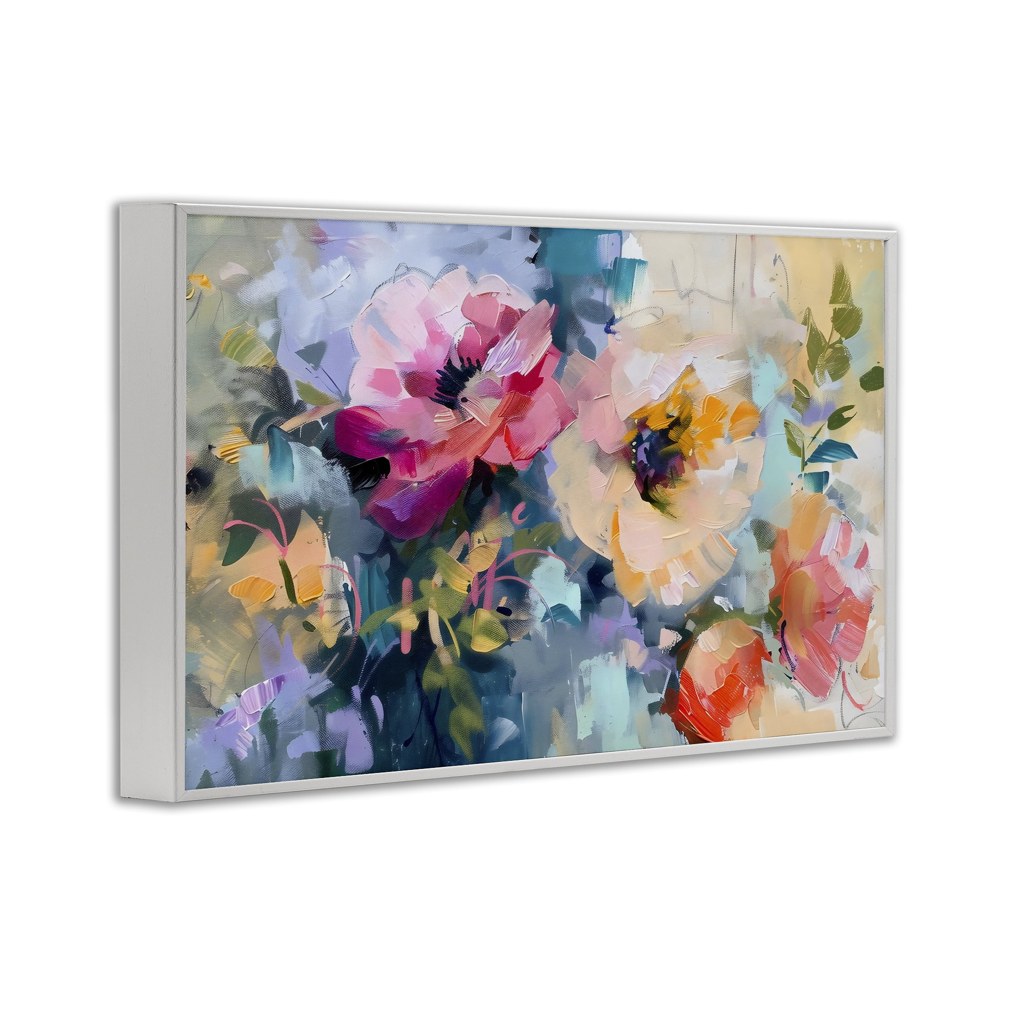 Stupell Industries Vibrant Florals Brushed Abstract White Framed Giclee Art, design by Creative Studio