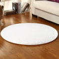 thumbnail image 4 of 80*80Cm Round Silk Wool Carpet Coral Fleece Carpet Bathroom Bedroom Carpet 3Cm Wool Length (Off-White),1Pc Carpet, 4 of 6