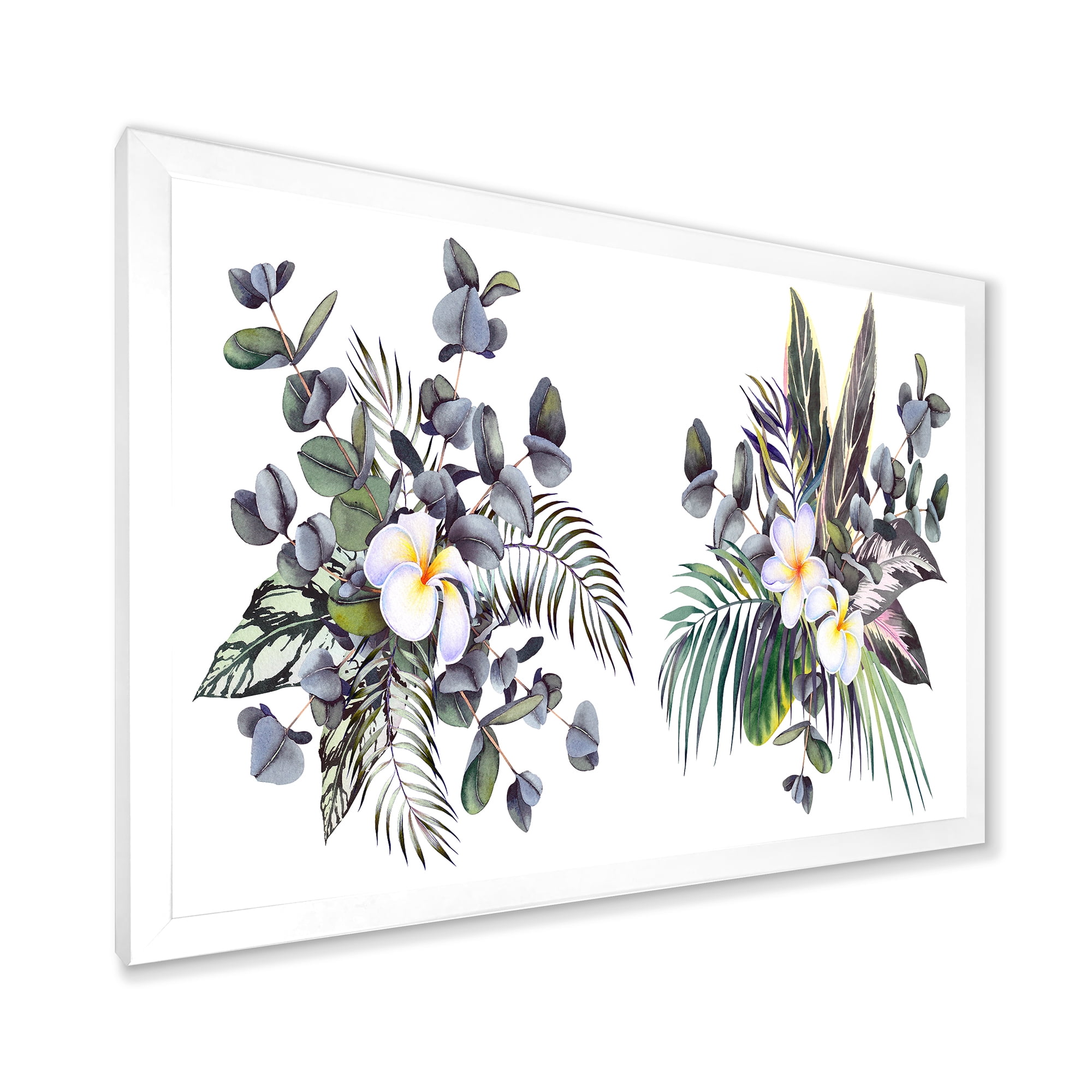 Designart 'Plumeria Frangipani Flowers With Tropical Bouquets' Traditional Framed Art Print