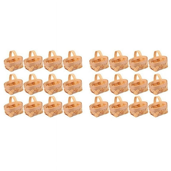 36Pcs Wood Chip Mini Baskets Manual Woven Baskets Ornaments Storage Box