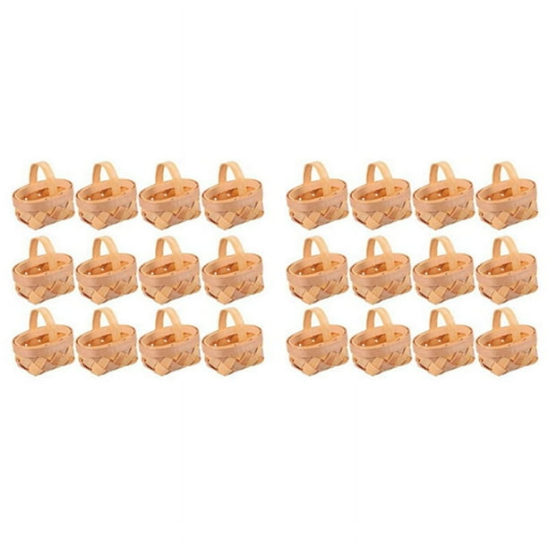 Mini Cestas de Viruta de Madera de 36 Piezas Adornos de Cestas Tejidas Manuales Caja de Almacenamiento de Dulces
