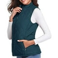 thumbnail image 6 of Atogsazn Women's Full Zip Fuzzy Fleece Jacket Casual Sleeveless Coat Lightweight Solid Color Puffer Tank Tops Dark Blue XL, 6 of 8