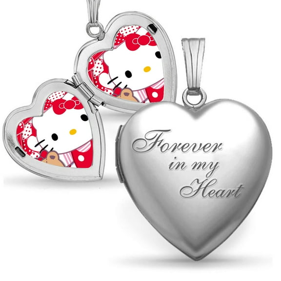Hello Kitty Love Locket Necklace, Can Hold Photos Polished Locket Necklace Birthday Gift