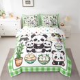 thumbnail image 2 of Castle Fairy Cartoon Panda Bedding Comforter Set 7-Piece for Preppy Child,Green Geometric Plaid King Bedding Sets,Cute Bow Animal Ultra Soft Bed Sheets,Microfiber Bedroom Decor,Reversible, 2 of 8