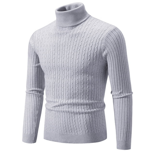 RKSTN Chandail pour Hommes Couleur Unie Rétro Manches Longues Col Montant Polyvalent Chaud Extensible Tricot Confortable Chandail Haut Style Automne Hiver