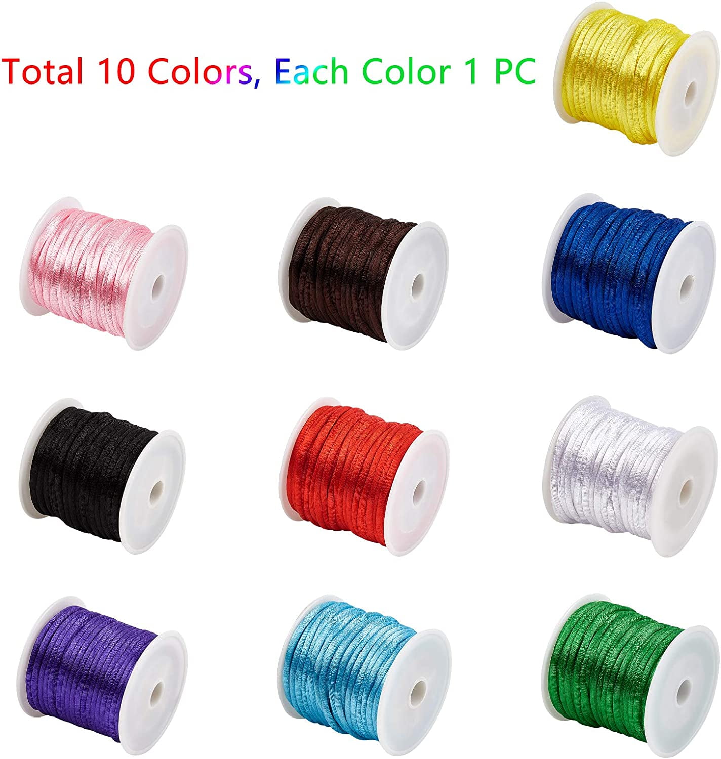 106 Yards Rattail Satin Cord 2mm Silver Silk Crafts Cords Christmas Beading  String for Necklace Macrame Friendship Bracelet Chinese Knot Dream
