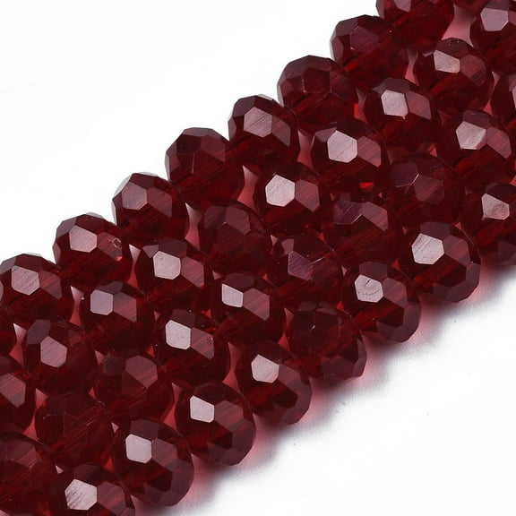 Glass Beads Strands Faceted Rondelle Dark Red 2.9~3.3x2mm Hole: 0.8mm 144~150pcs/strand 35~37cm