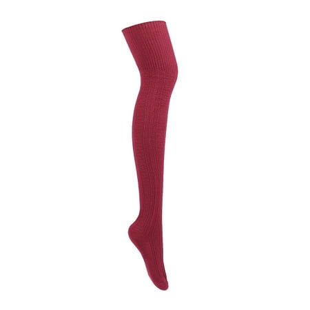 

ZIYIXIN Female Knitted Stocking Solid Color Thigh High Socks Long Tube Socks