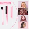 thumbnail image 4 of 3 Pcs Slick Back Hair Brush Set with Edge Brush, Bristle Brush, Rat Tail Comb, Teasing Brush Set for Smoothing Baby Hair & Flyaways - Pink, 4 of 6