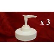 3 White Matte Plastic Lids with Liner & Pump - Mason Jar Lotion/Soap Dispenser Lid with 7" Long Dip Tube