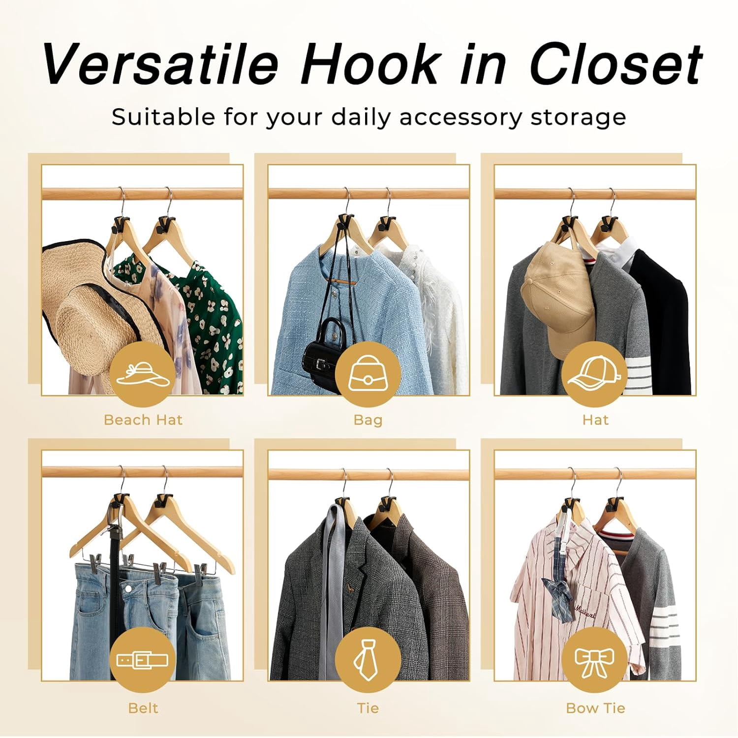 Space Saving Hanger Hooks 60 Pack, White Clothes Hanger Connector Hooks, Heavy Duty Hangers Hook Space Saver, Sturdy Hanger Connector Hook, Premium Cascading Hangers for Closet