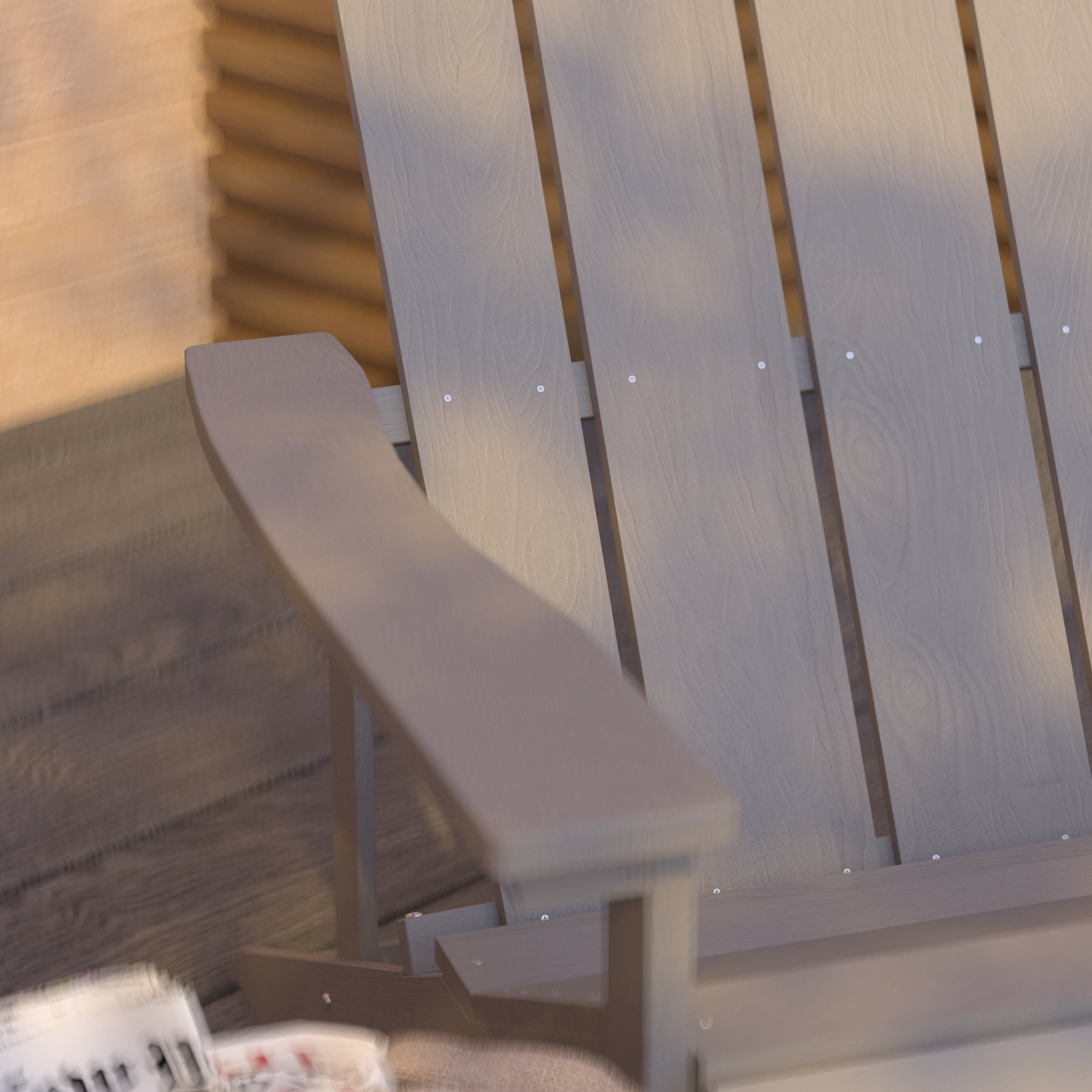 Merrick Lane Light Gray Adirondack Patio Chairs With Vertical Lattice Back And Weather Resistant Frame
