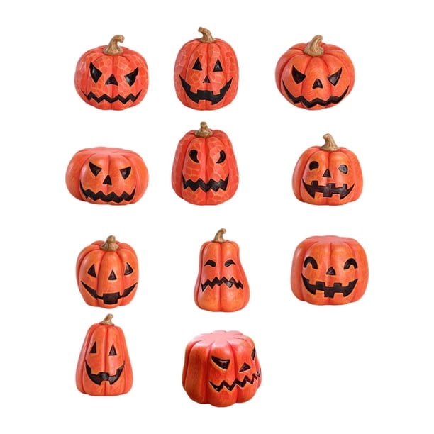 11 decoraciones de calabaza de Halloween, figuras de calabaza, manualidades, centro de mesa, decoración de Halloween para jardín, dormitorio, comedor Naranja Rojo